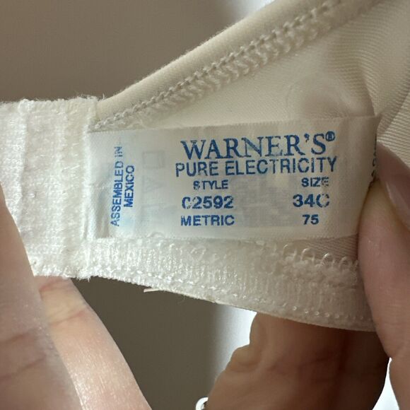 Vintage Warners Pure Electricity Bra 34C White Sheer Underwire Bra Unlined Sexy - Picture 9 of 10